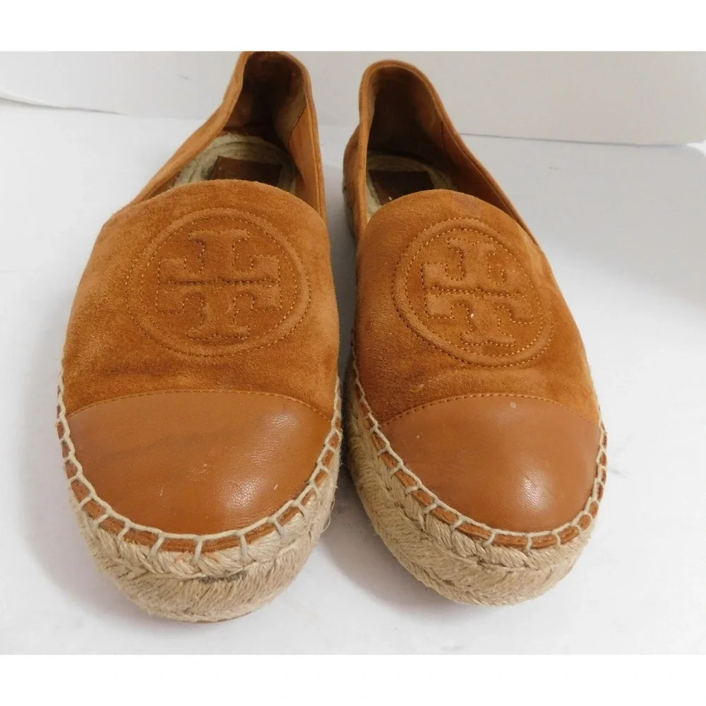 Tory Burch Benton Brown Espadrille Suede Flat Shoes $230rt sz 10 M